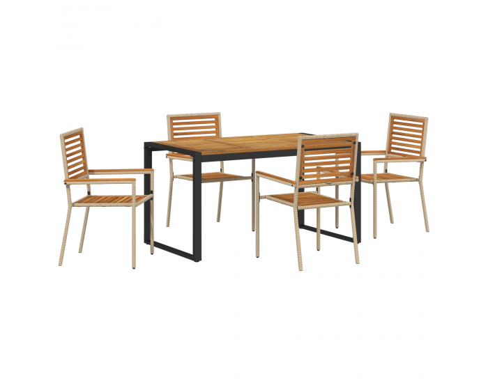 Sonata H 5 части градински комплект за хранене Бежов полирания ратан