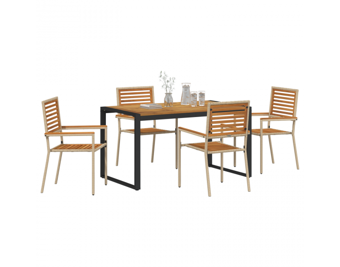 Sonata H 5 части градински комплект за хранене Бежов полирания ратан