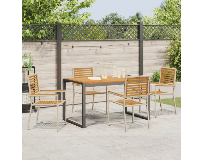 Sonata H 5 части градински комплект за хранене Бежов полирания ратан