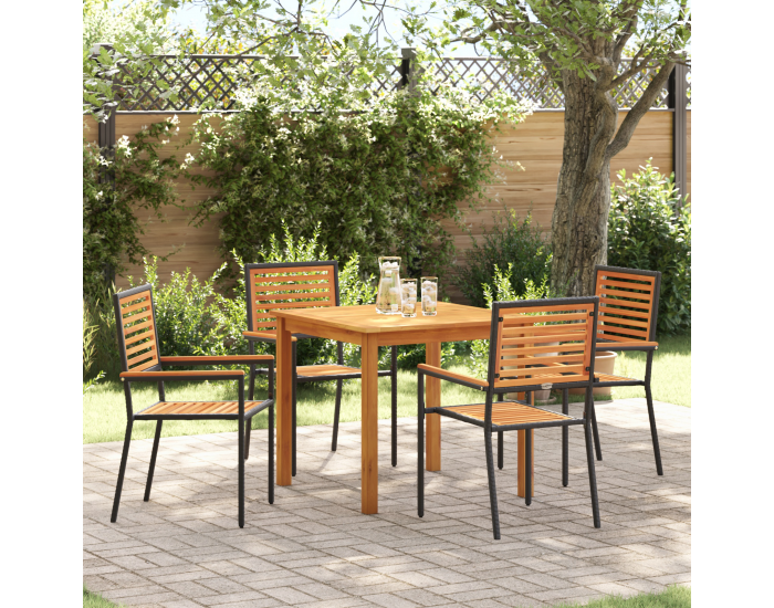 Комплект градинска трапезария Sonata H с 5 части Черен поли ратан акация