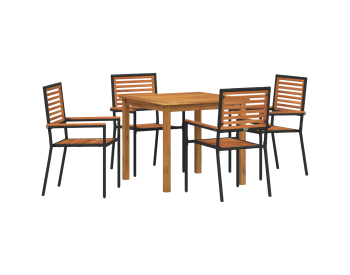 Комплект градинска трапезария Sonata H с 5 части Черен поли ратан акация