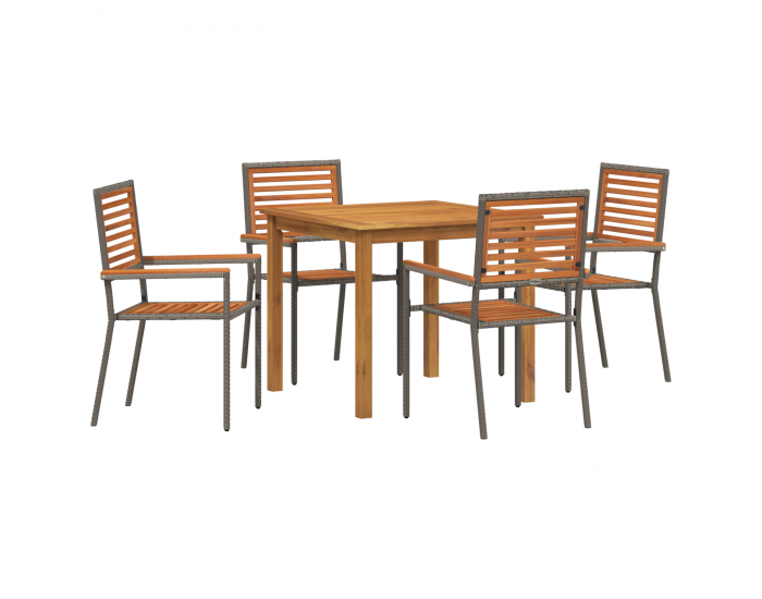 Комплект за хранене Sonata H 5 части Сив Полиратан Акация