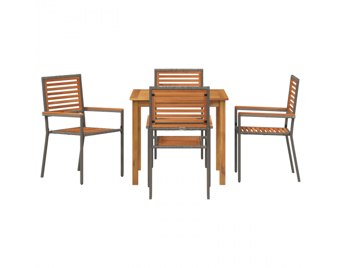 Комплект за хранене Sonata H 5 части Сив Полиратан Акация