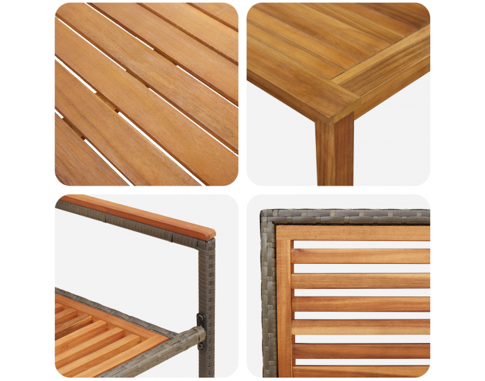 Комплект за хранене Sonata H 5 части Сив Полиратан Акация