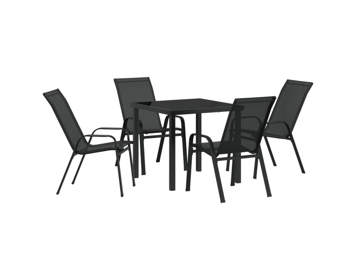 Sonata H 5 частен комплект градинска маса черен текстил и стомана