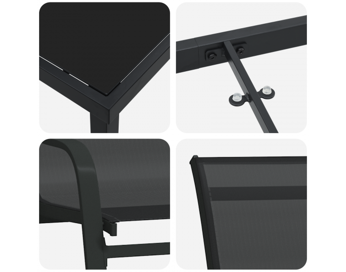 Sonata H 5 частен комплект градинска маса черен текстил и стомана