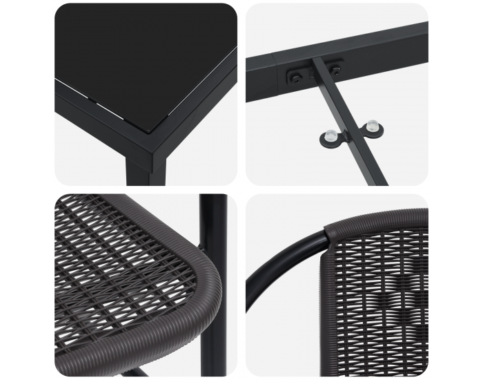 Sonata H 5 Частен Комплект Градински Трапезарни Столове Черен Поли Ратан