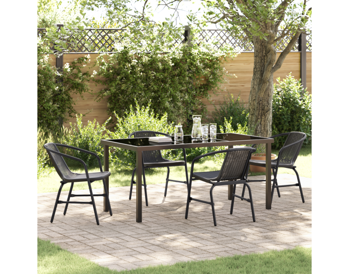 Sonata H 5 часове комплект за градинска трапезария черен полимерен ратан