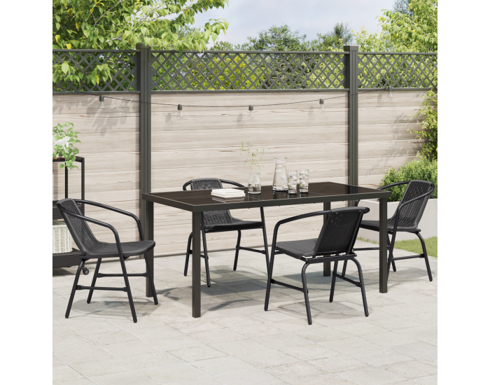 Sonata H 5 часове комплект за градинска трапезария черен полимерен ратан