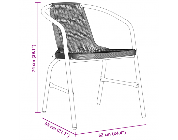 Sonata H 5 часове комплект за градинска трапезария черен полимерен ратан
