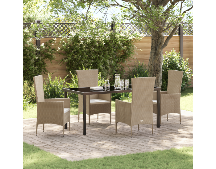 Sonata H 5 Часов комплект градинска маса с възглавници бежов полиратан