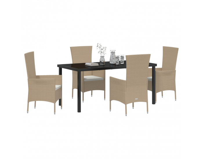 Sonata H 5 Часов комплект градинска маса с възглавници бежов полиратан