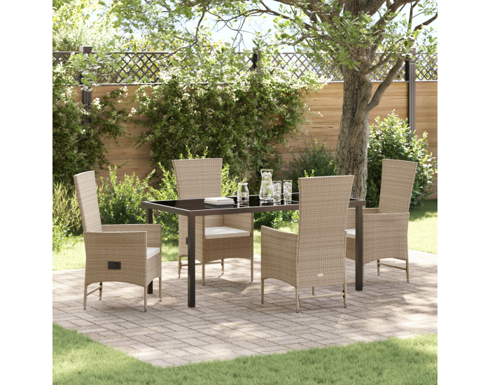 Sonata H 5 частен комплект за градинска трапезария с възглавници Бежов Полиратан