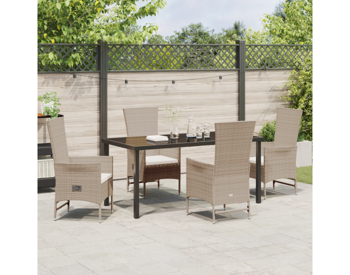 Sonata H 5 частен комплект за градинска трапезария с възглавници Бежов Полиратан