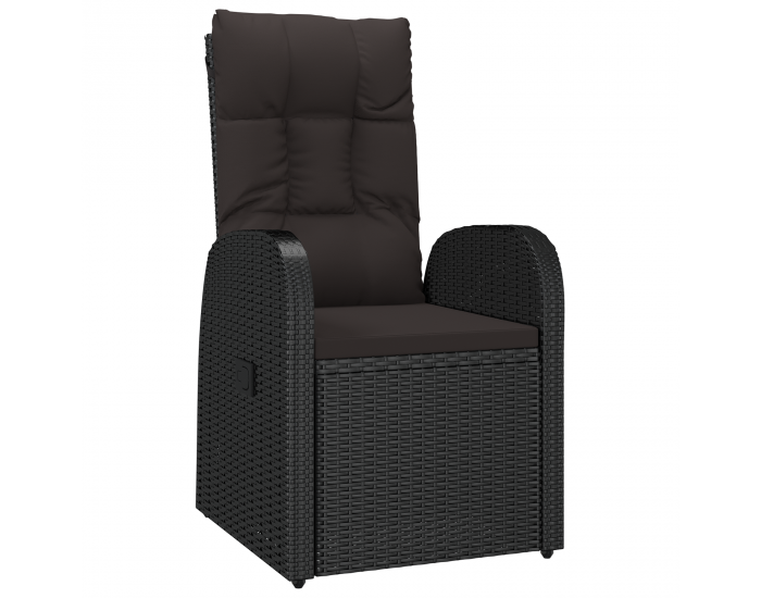 Sonata H 3-членен комплект за градинско хранене с възглавници, Черен полиротан