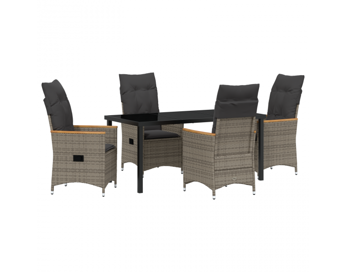 Sonata H 5 частен комплект за хранене в градината с възглавници - сиво полиратан