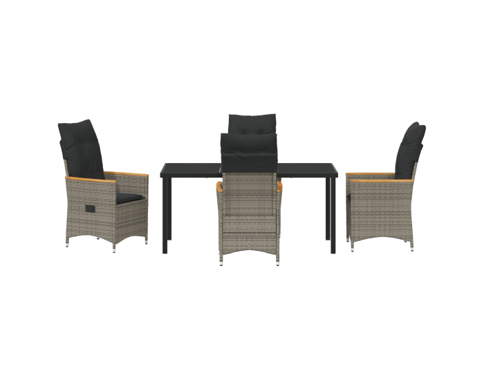 Sonata H 5 частен комплект за хранене в градината с възглавници - сиво полиратан