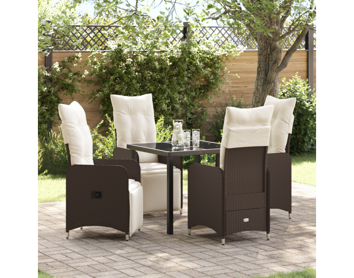 Sonata H 5 частен комплект за градинско хранене с възглавници кафяв полиратан