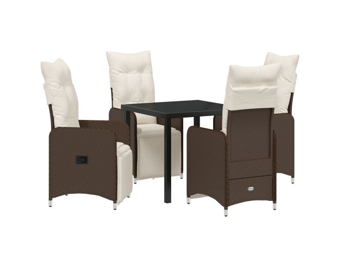 Sonata H 5 частен комплект за градинско хранене с възглавници кафяв полиратан