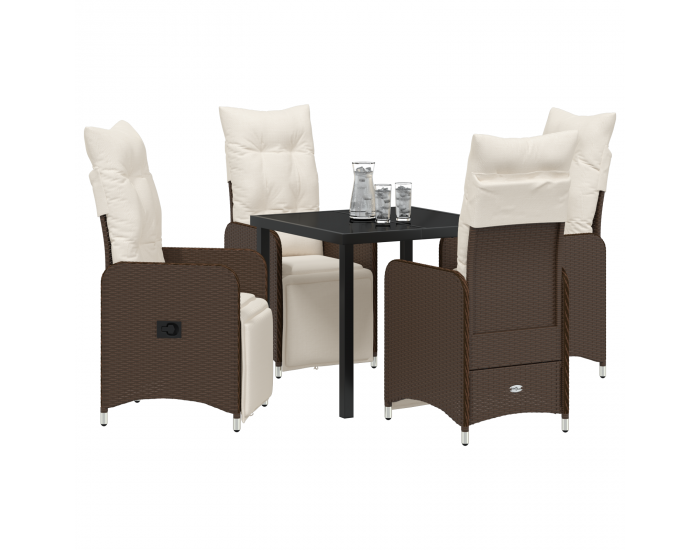 Sonata H 5 частен комплект за градинско хранене с възглавници кафяв полиратан