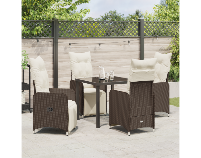 Sonata H 5 частен комплект за градинско хранене с възглавници кафяв полиратан