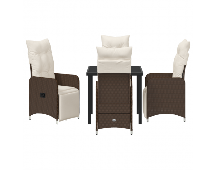 Sonata H 5 частен комплект за градинско хранене с възглавници кафяв полиратан
