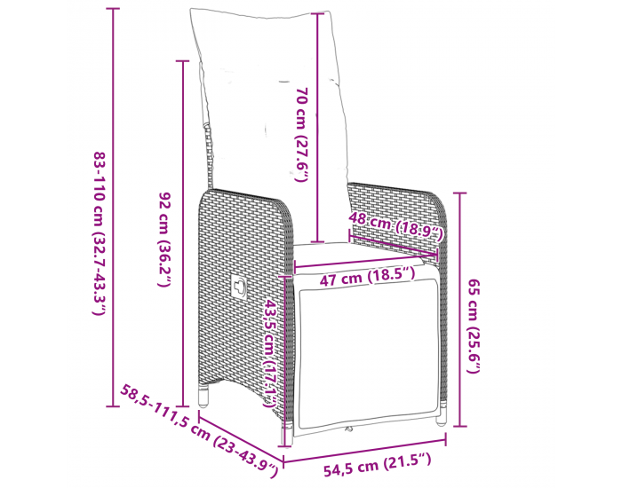 Sonata H 5 частен комплект за градинско хранене с възглавници кафяв полиратан