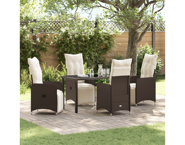 Sonata H 5 частен комплект за градинско хранене с възглавници Кафяв Полиратан