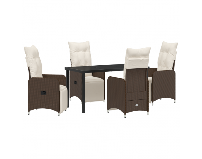 Sonata H 5 частен комплект за градинско хранене с възглавници Кафяв Полиратан