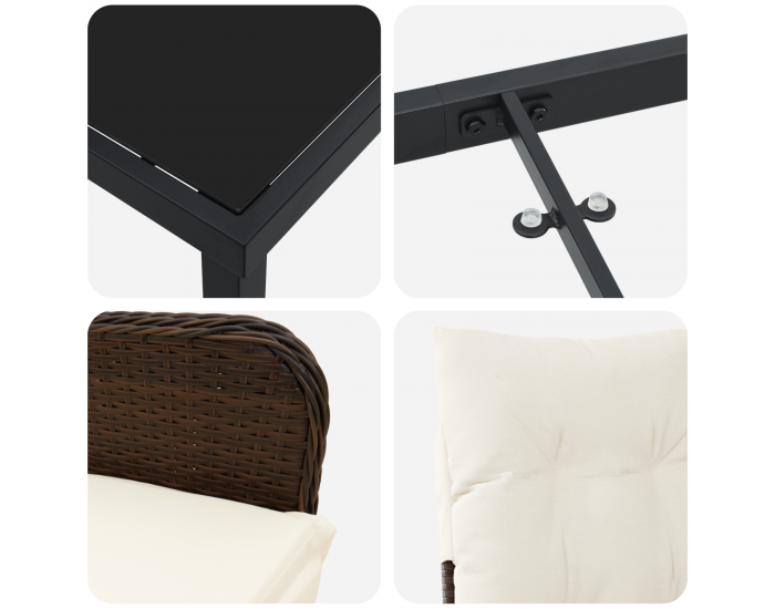 Sonata H 5 частен комплект за градинско хранене с възглавници Кафяв Полиратан