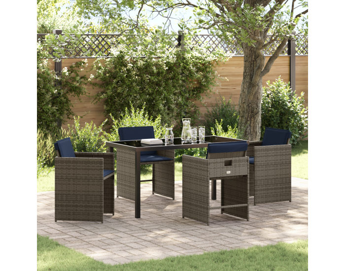 Sonata H 5 Частен комплект за хранене на градината с възглавници сив полиратан