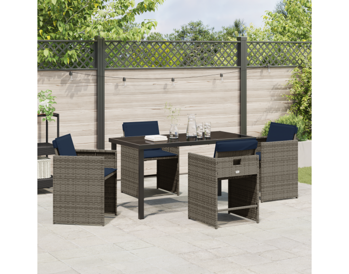 Sonata H 5 Частен комплект за хранене на градината с възглавници сив полиратан