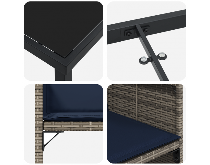 Sonata H 5 Частен комплект за хранене на градината с възглавници сив полиратан