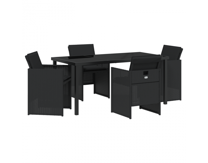 Sonata H 5 партиен комплект за хранене в градината с възглавници Черен полиратан