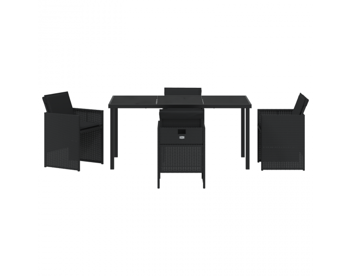 Sonata H 5 партиен комплект за хранене в градината с възглавници Черен полиратан