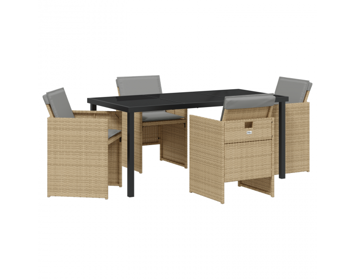 Sonata H 5 частен градински трапезен комплект с възглавници бежов полиротан