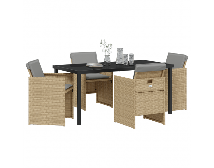 Sonata H 5 частен градински трапезен комплект с възглавници бежов полиротан