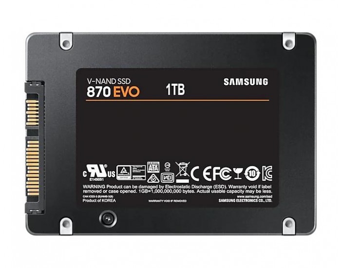 Твърд диск Samsung SSD 870 EVO 1TB Int. 2.5" SATA, V-NAND 3bit MLC, Read up to 560MB/s, Write up to 530MB/s, MKX Controller, Cache Memory 1GB DDR4