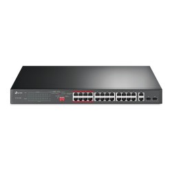 24-портов неуправляем 10/100 Mbps комутатор TP-Link TL-SL1226P с 2-гигабитни PoE+ порта - Офис техника