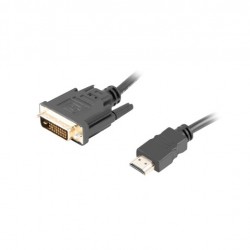 Кабел Lanberg HDMI (M) -> DVI-D (M) (24+1) cable 1.8m, dual link, with gold-plated 4K connectors, black - Lanberg