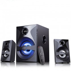 Multimedia Bluetooth Speakers F&D F380X (2.1 Channel Surround, 54W, 110Hz-20KHz, Subwoofer: 30-118Hz, Bluetooth 4.0, NFC, USB/SD card reader, FM digital, LED display, Remote control, Wooden, Black - Офис техника