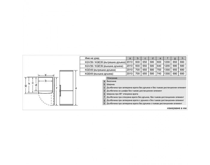 Хладилник с фризер Bosch KGV39VWEA , 343 l, E , LowFrost , Бял