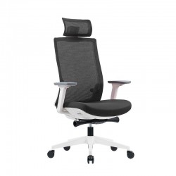 Ергономичен стол RFG Meteor White HB, дамаска и меш, до 130 kg, сива седалка, сива облегалка - Офис столове