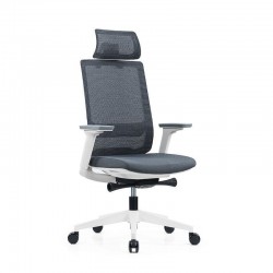 Ергономичен стол RFG Meteor X White HB, дамаска и меш, до 130 kg, сива седалка, сива облегалка - Офис столове