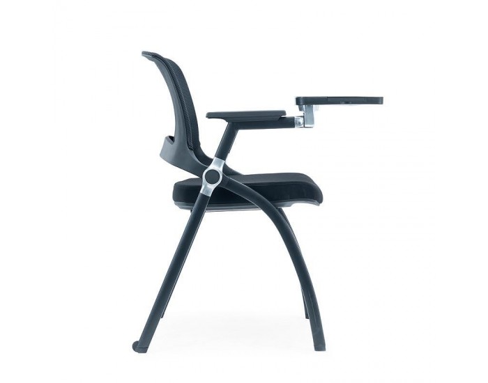 Посетителски стол RFG Swiss Table M, дамаска и меш, до 120 kg, черна седалка, черна облегалка, 2 броя в комплект