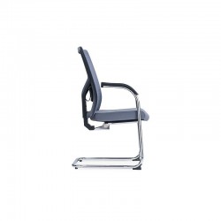 Посетителски стол RFG Snow Black M, дамаска и меш, до 120 kg, светлосива седалка, светлосива облегалка, 2 броя в комплект - Офис столове