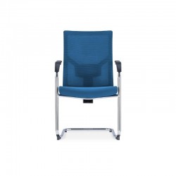 Посетителски стол RFG Snow Black M, дамаска и меш, до 120 kg, тъмносиня седалка, тъмносиня облегалка, 2 броя в комплект - Офис столове