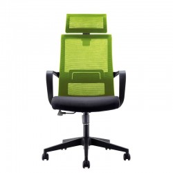 Директорски стол RFG Smart HB, дамаска и меш, Tilt механизъм, до 120 kg, черна седалка, зелена облегалка - Офис столове