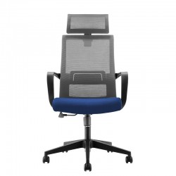 Директорски стол RFG Smart HB, дамаска и меш, Tilt механизъм, до 120 kg, тъмносиня седалка, сива облегалка - Офис столове