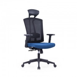 Директорски стол RFG Brixxen HB, дамаска и меш, Tilt механизъм, до 120 kg, тъмносиня седалка, черна облегалка - Офис столове